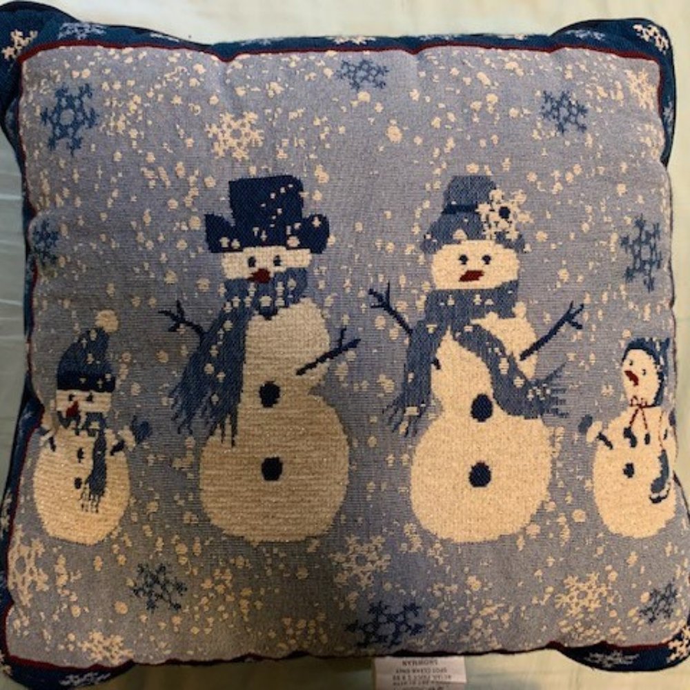 Snowman-Themed Throw Pillow (14 by 14) Made in SC, USA, Holiday Decor!
